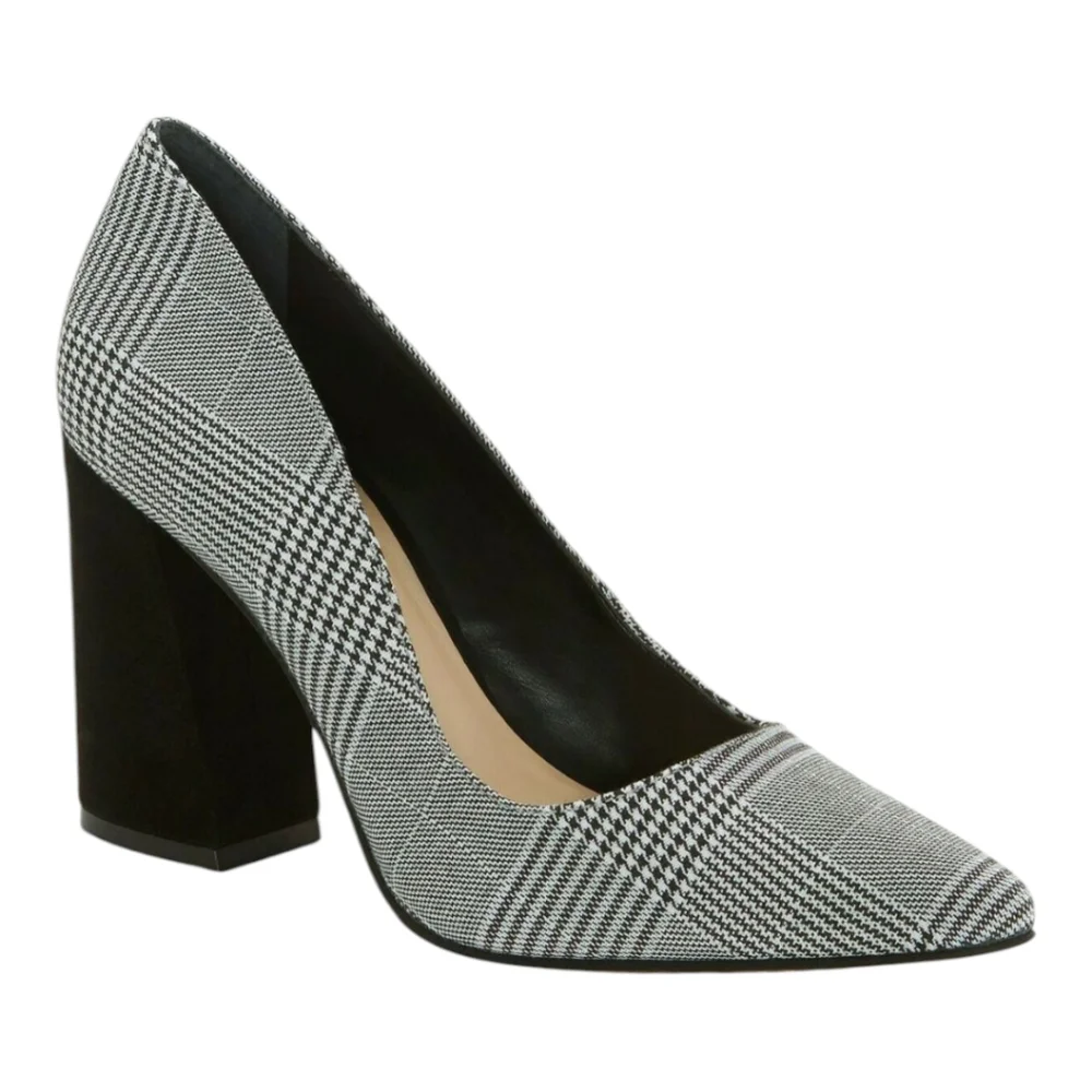 Vince Camuto Talise Black Plaid Block Heel Pumps - Picture 3 of 3